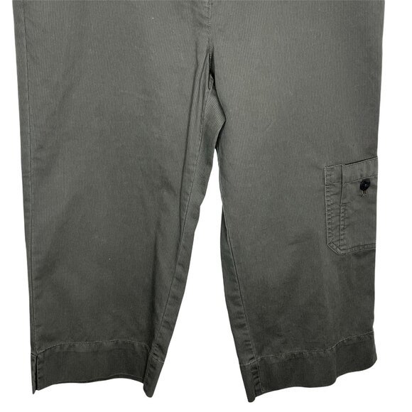 J Jill Petite 10P Olive Green Cropped Wide Leg Cotton Chino Pants - Picture 3 of 12